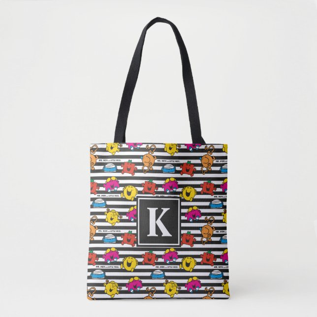 Tote Bag M. Men & Little Miss | Motif de bandes | Monogramm (Devant)