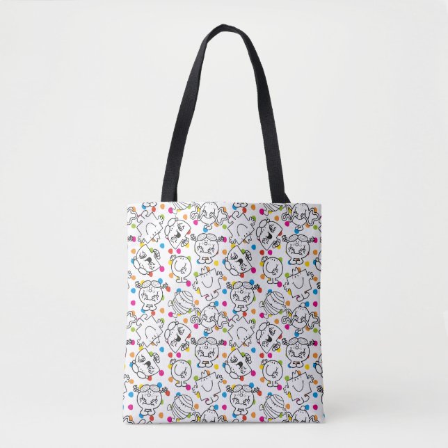 Tote Bag M. Men & Little Miss | Motif Pois arc-en-ciel (Devant)