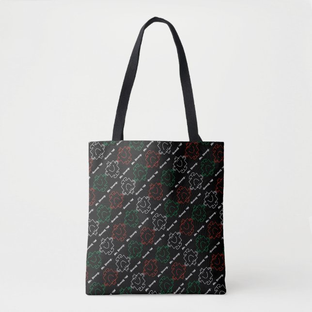 Tote Bag M. Strong | Motif rouge, blanc et vert (Devant)