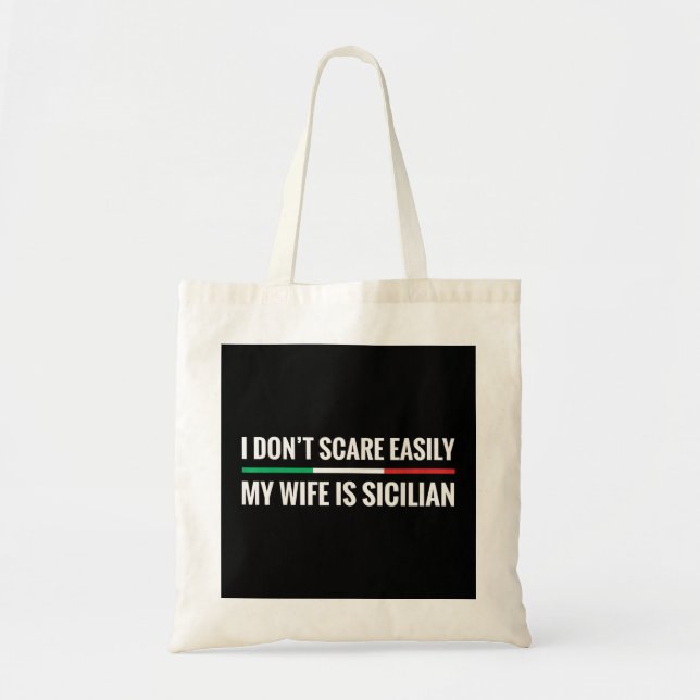 Tote Bag Ma femme est sicilienne drôle Italienne-Américaine (Devant)