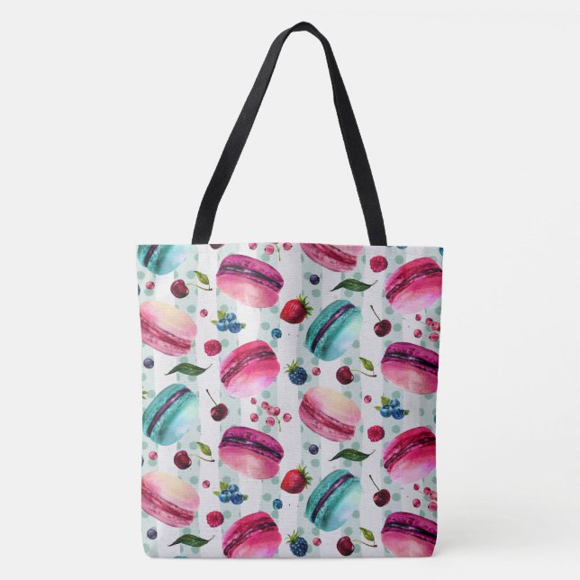 Tote Bag Macarons Pâtisserie Française Aux Berries Et Pois (Devant)