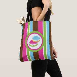 Tote Bag Macarons rayures amusants de la boulangerie coloré