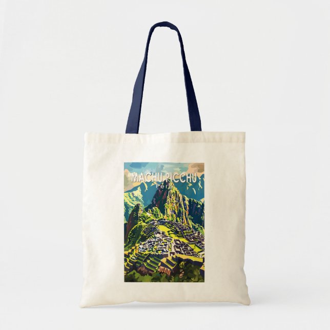 Tote Bag Machu Picchu Pérou Amérique du Sud Voyage Art Vint (Devant)