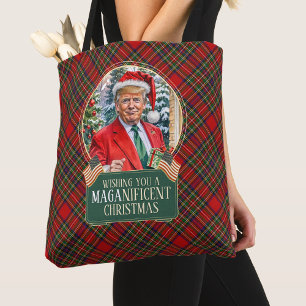 Tote Bag MAGA magnifique Noël Trump Tartan Shopping