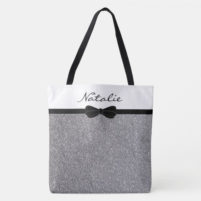 Tote Bag Magasin personnalisé Parties scintillant Silver Bl (Devant)