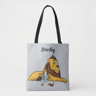 Tote Bag Magicien d'Oz vintage, Dorothy et Toto avec Lion