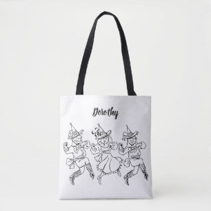 Tote Bag Magicien vintage d'Oz, mignonne Munchkins Dansant