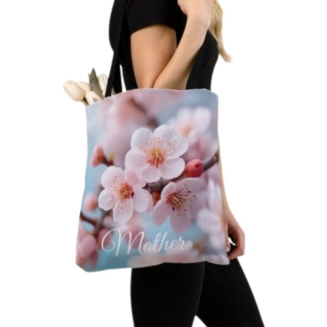 Tote Bag Magie de Fleur Rose (Tote Bag — 100% polyester, black laminated lining 100% cotton web hand. Made in the USA.
)