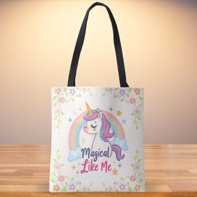 Tote Bag Magique Pastel Unicorn avec arc-en-ciel (Créateur téléchargé)