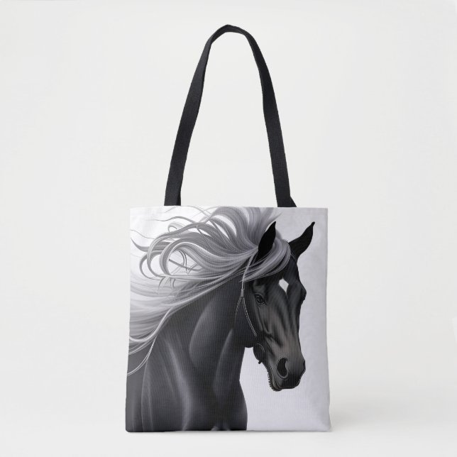 Tote Bag Magnifique Cheval Noir (Devant)