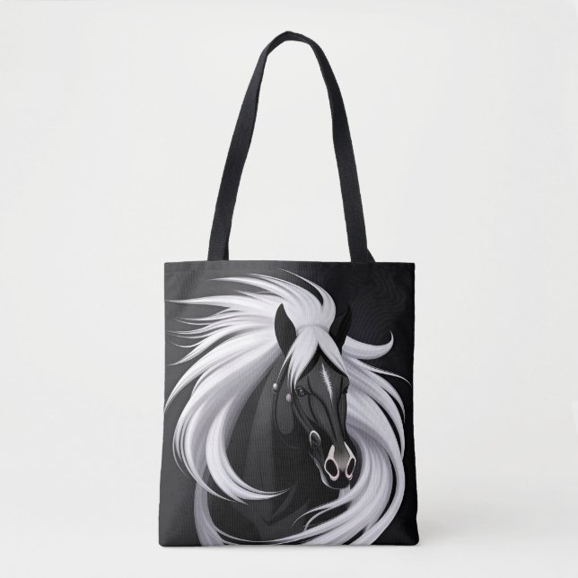 Tote Bag Magnifique Cheval Noir (Devant)