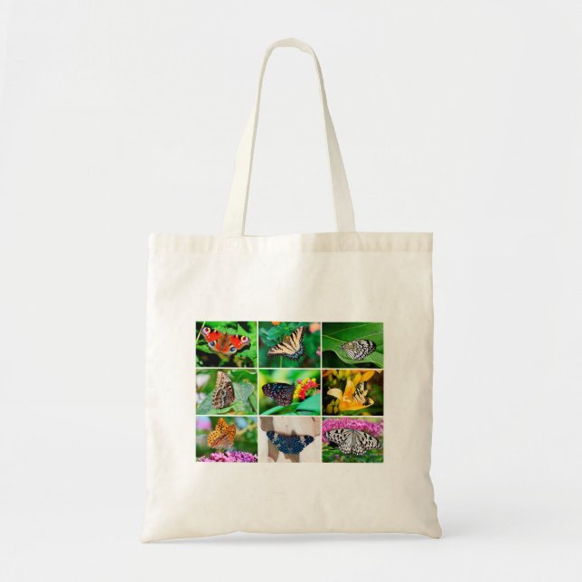 Tote Bag Magnifique Papillons Collage, 9 Photos (Devant)