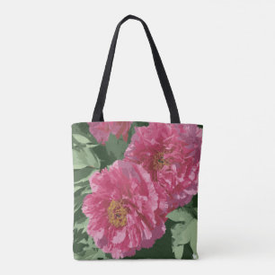 Tote Bag Magnifique pivoine rose profonde sur toile fourre-