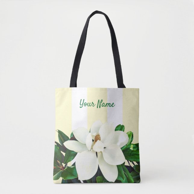 Tote Bag Magnolia Bloom | Jaune et blanc personnalisés (Devant)