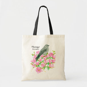Tote Bag Magnolia Fleurs Mockingbird Aquarelle