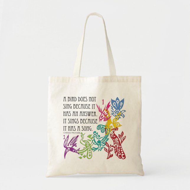 Tote Bag Mah Jongg One Bams Birds/Proverb Bag (Devant)
