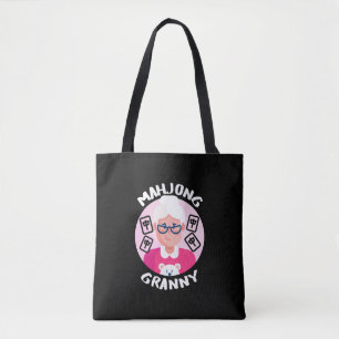 Tote Bag Mahjong Granny   Funny Mahjong