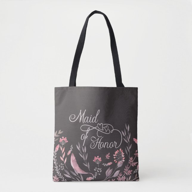 Tote Bag "Maid of Honor" Mariage floral (Devant)