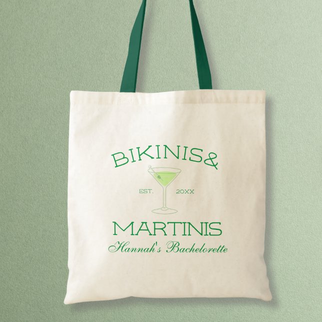 Tote Bag Maillots & Martinis Soirée de célibat sur la plage (Bikinis & Martinis Green Beach Bachelorette Party Tote Bag)