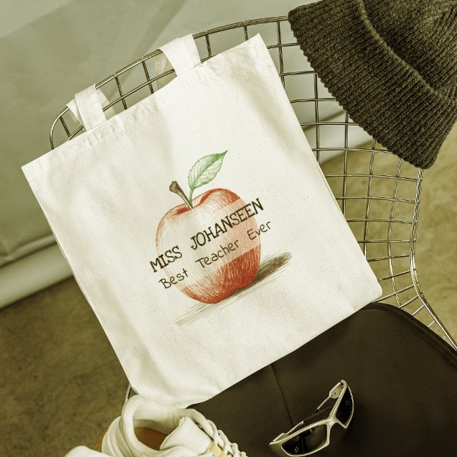 Tote Bag Main Drate mignonne et amusante Pomme rouge meille (Créateur téléchargé)