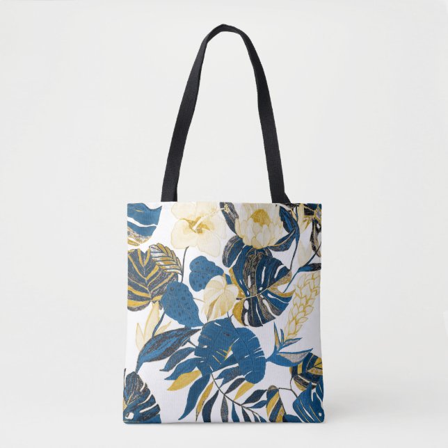 Tote Bag Main Tropicale tirée : Motif créatif sans couture (Devant)