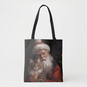 Tote Bag Maine Coon avec Noël Festif du Père Noël