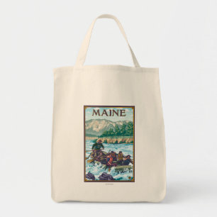Tote Bag MaineRiver transportant la scène par radeau