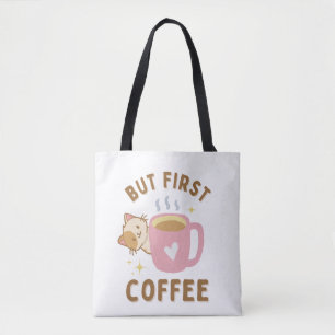 Tote Bag 'Mais d'abord du café' Adorable amateur de chats