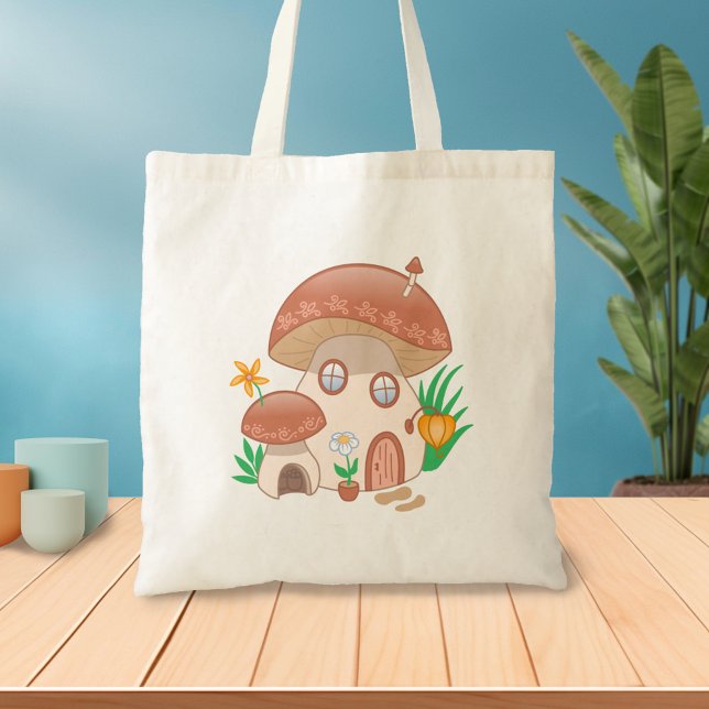Tote Bag Maison de champignons de fée Whimsical (Créateur téléchargé)