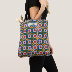 Tote Bag Maison de Lisbonne carreaux colorés motif