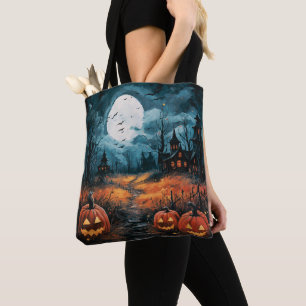 Tote Bag Maison déplaisante Haunted Pleine lune Effrayant H