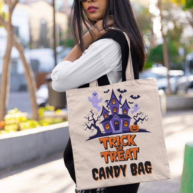 Tote Bag Maison hantée avec fantômes et chauves-souris (Créateur téléchargé)