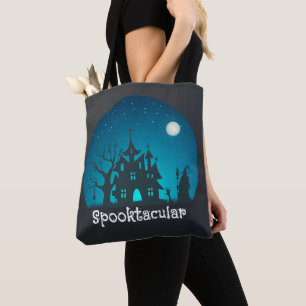 Tote Bag Maison hantée bleue et noire Spooktacular