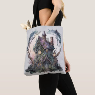 Tote Bag Maison Hantée Effrayante Épurée Violet Vert Hallow