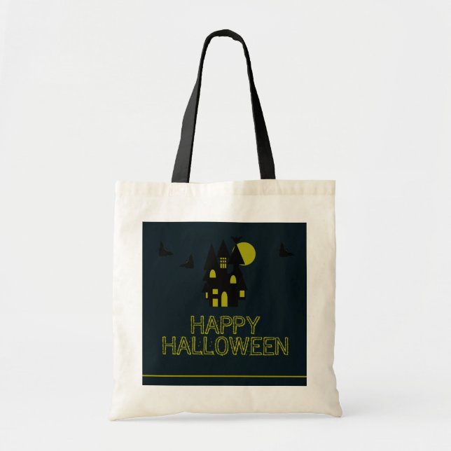 Tote Bag Maison hantée, Joyeux Halloween (Devant)