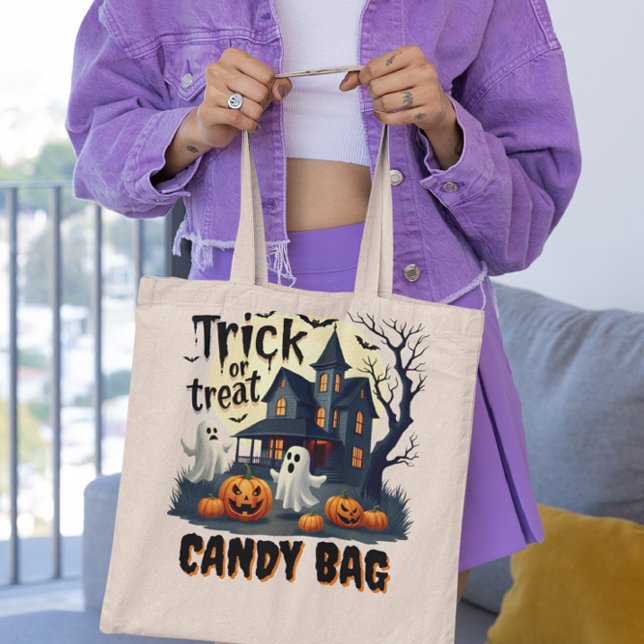 Tote Bag Maison hantée la nuit éffrayante d'Halloween (Créateur téléchargé)