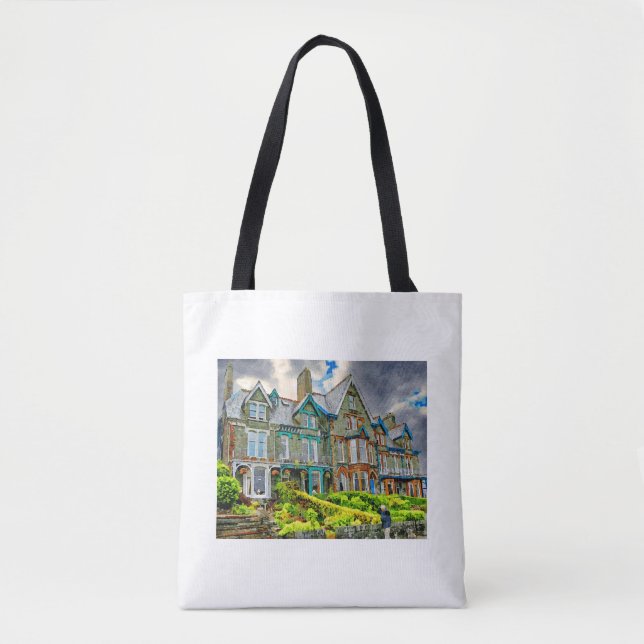 Tote Bag Maison victorienne à Keswick peinte en aquarelle (Devant)