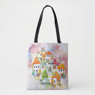 Tote Bag Maison Village Paysage Paysage Paysage Nature Aqua