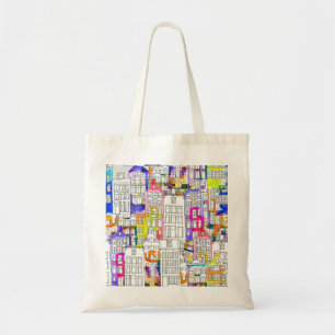 Tote Bag Maisons d'Amsterdam : Aquarelle Motif sans couture