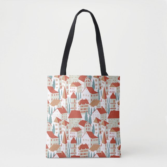 Tote Bag Maisons De Ville : Illustration Sans Faille (Devant)