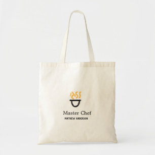 Tote Bag Maître chef ajouter nom poêle noir feu fumée