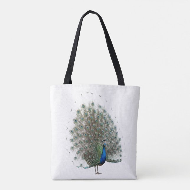 Tote Bag Majestic Peacock avec Queue colorée (Dos)