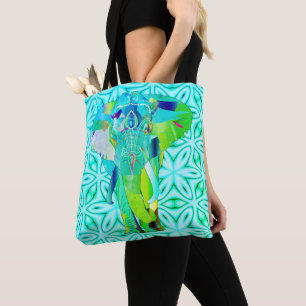 Tote Bag Majestic turquoise éléphant néon fourre-tout