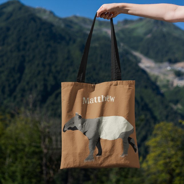 Tote Bag Malayan or Asian Tapir Animal Illustration (Créateur téléchargé)