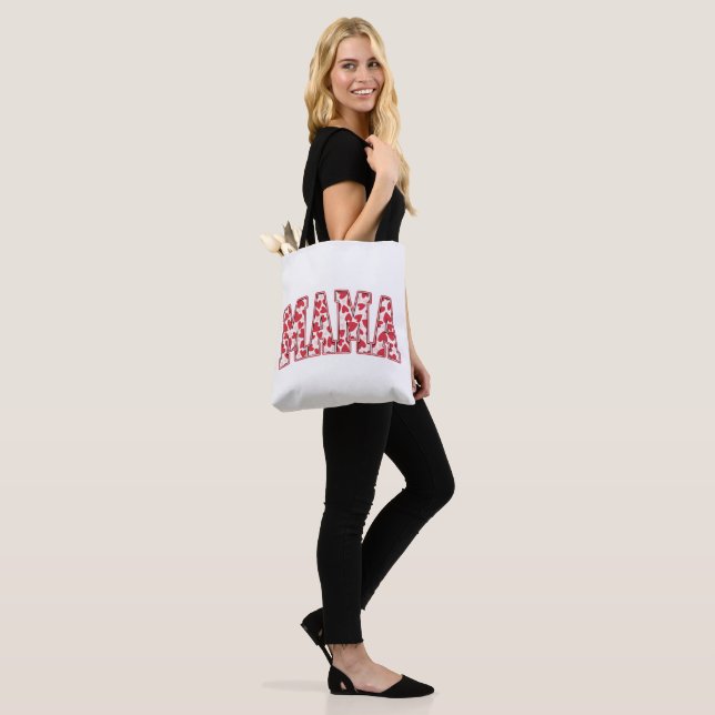 Tote Bag Mama Hearts Valentine's Day Retro Varsity (Sur le modèle)