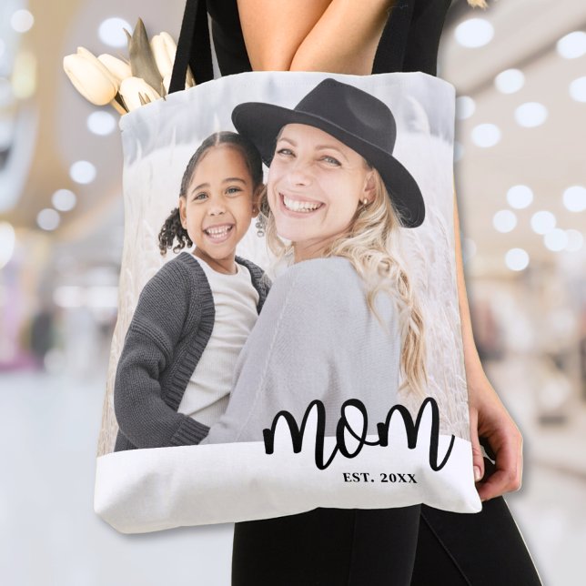 Tote Bag Maman a établi le cadeau photo (Mom Established Photo Gift Tote Bag)