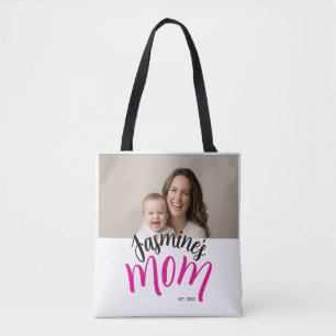Tote Bag Maman a établi le nom de l'enfant Coutume Année No