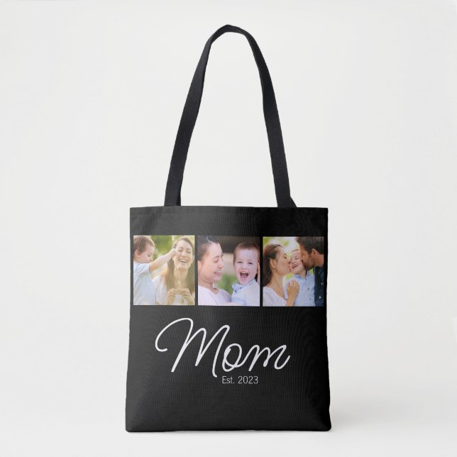 Tote Bag Maman a établi Script Noir 3 Photo (Devant)