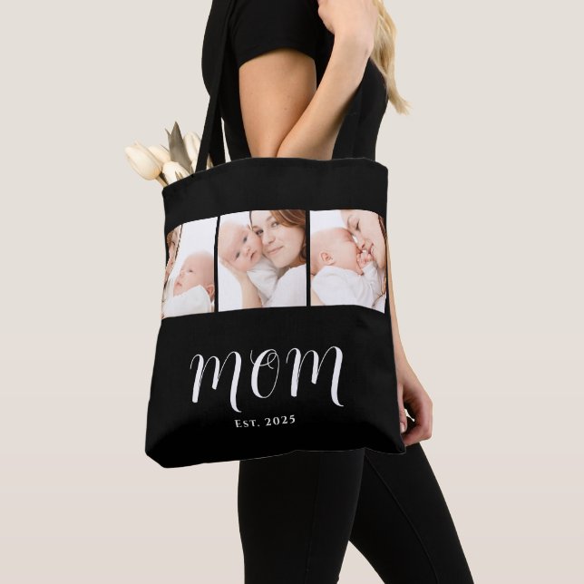 Tote Bag Maman a établi un script noir 3 Photo (De près)