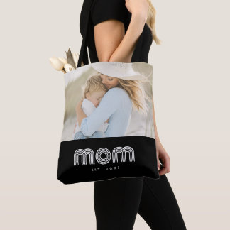 Tote Bag Maman a établi un script rétro photo noir